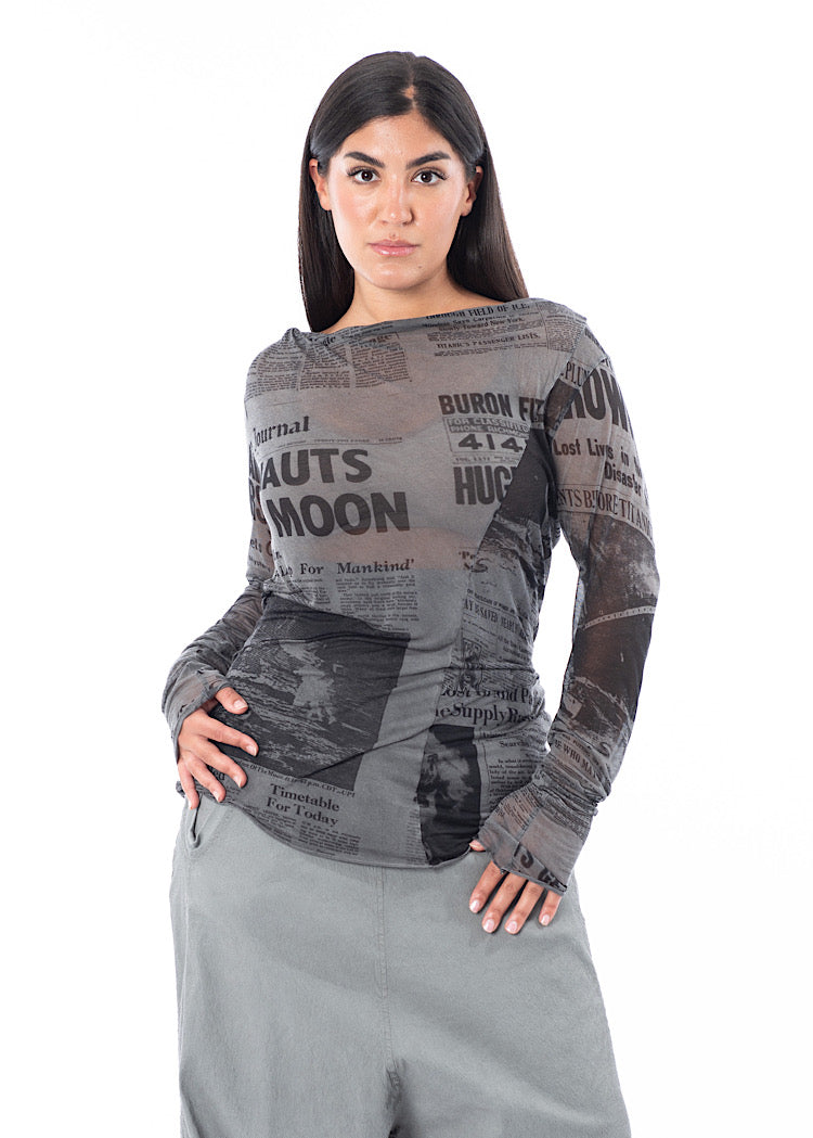 RUNDHOLZ DIP T-SHIRT *COAL PRINT CLOUD* (Shown in PENCIL PRINT CLOUD)