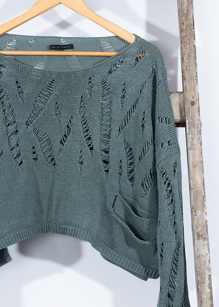 PRE-LOVED SARAH PACINI CROPPED KNITTED PULLOVER