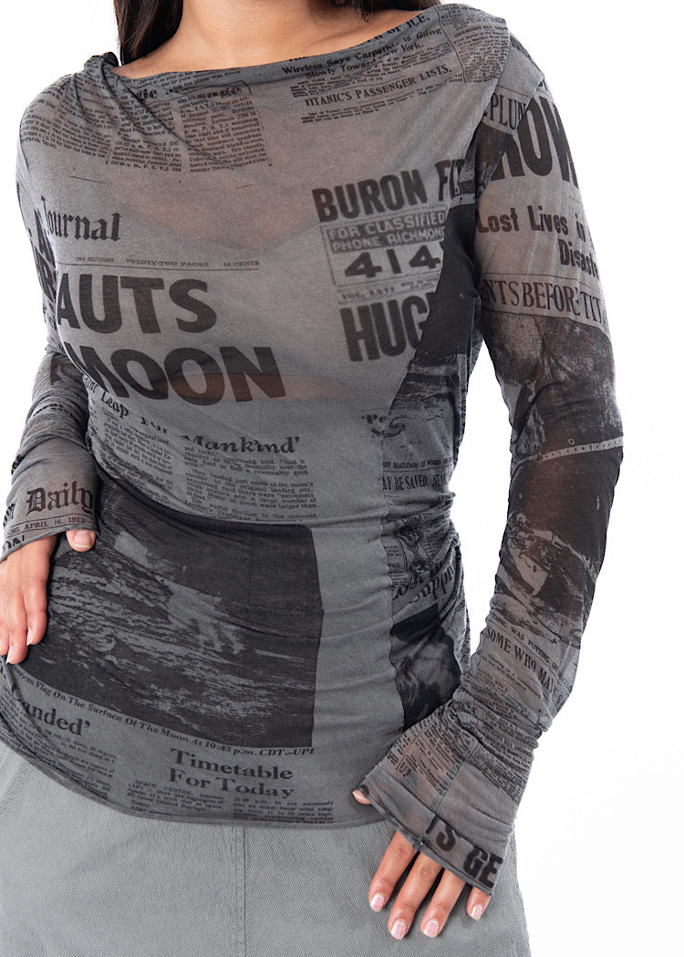 RUNDHOLZ DIP T-SHIRT *COAL PRINT CLOUD* (Shown in PENCIL PRINT CLOUD)